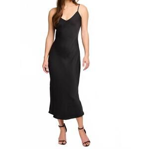NEW GENTLE FAWN isra satin slip dress in black